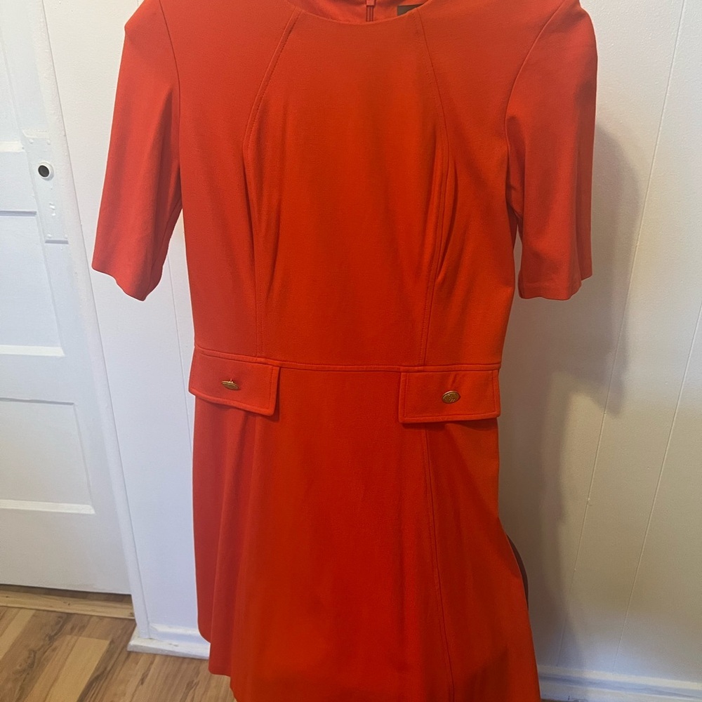 Vince Camuto Red Vintage Style Short Sleeve A-Line Dress - Picture 8 of 8